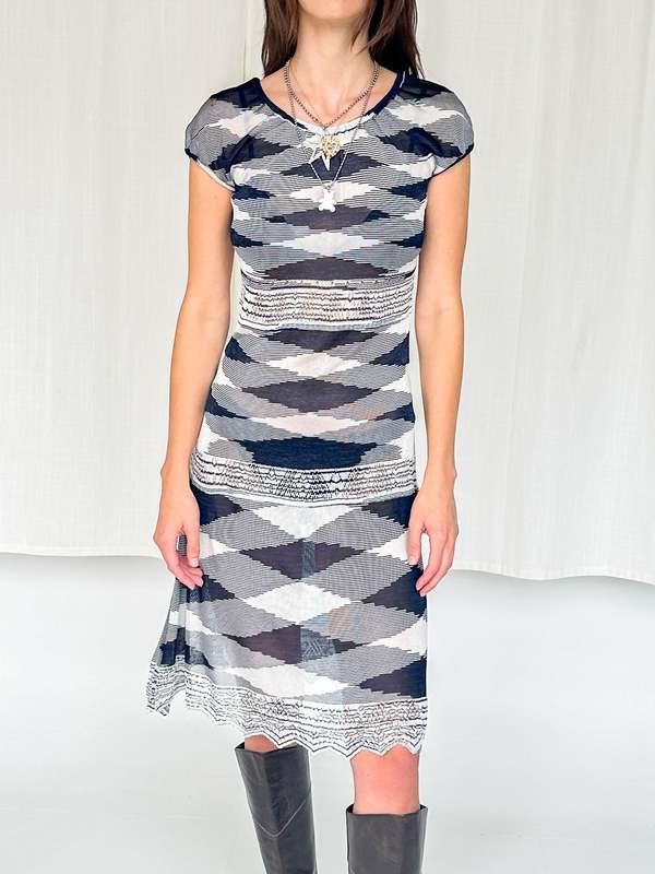 emerald sundae blue dress Missoni Silk Cashmere Mini Dress Blue