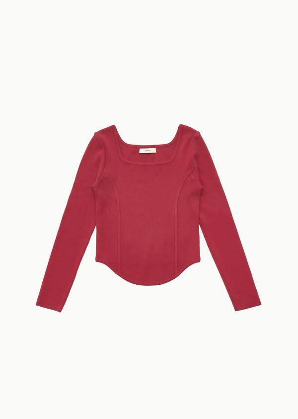 AMOMENTO SQUARE NECK CORSET TOP - Black/Red | Garmentory