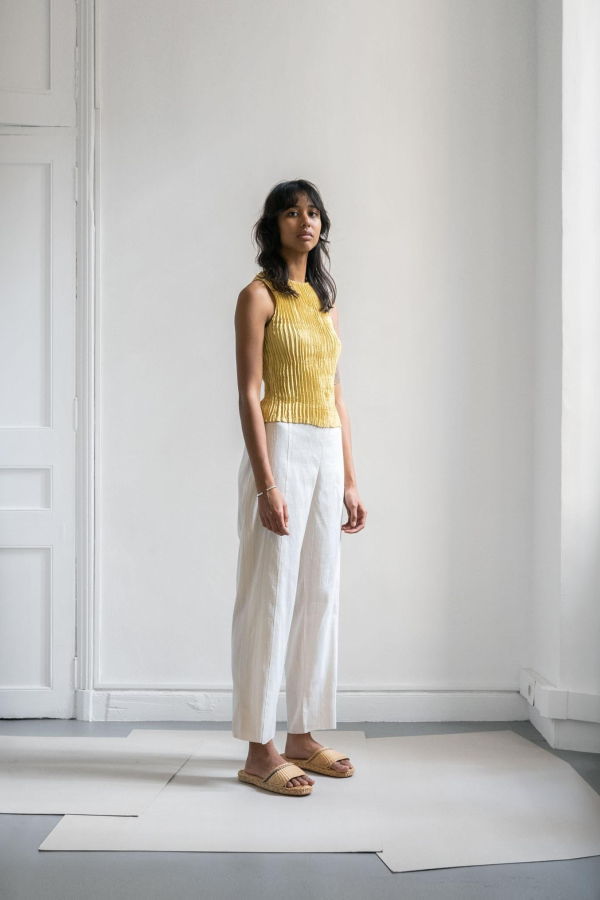 AZUR Pliss Silk Tank Top - Pomegranate