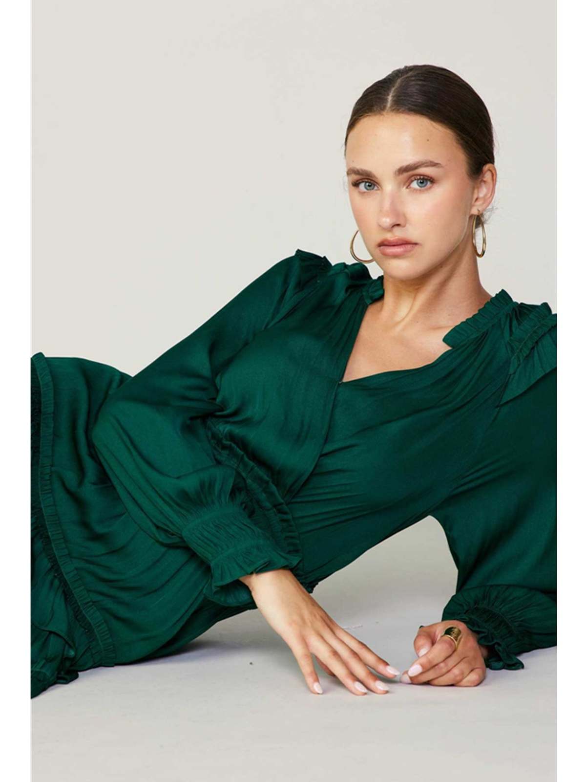 sachin and babi light blue dress Satin Fabric Wrapped Lacing Detail Women's Dress Green
