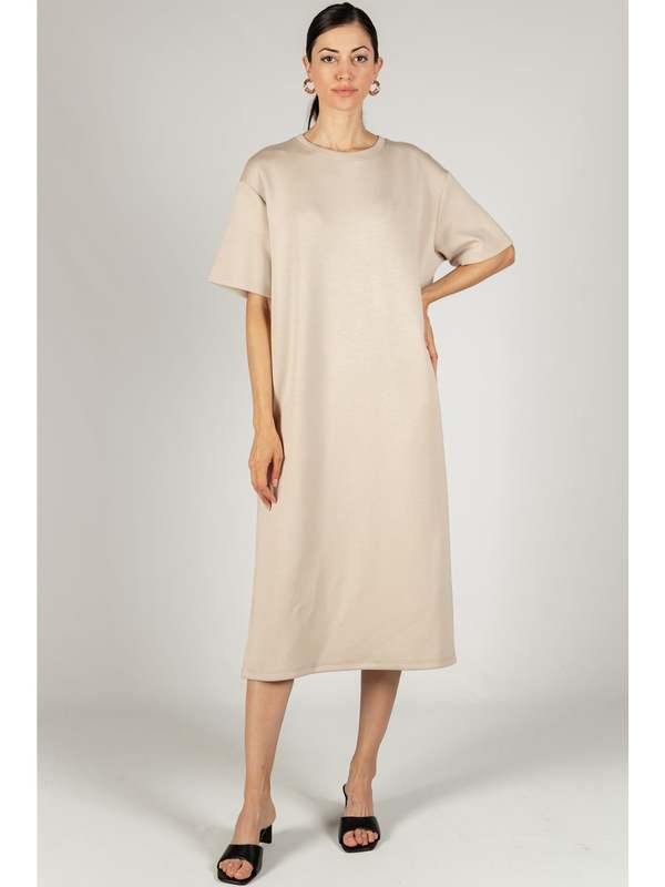P.Cill Asher Tshirt Dress - Taupe | Garmentory