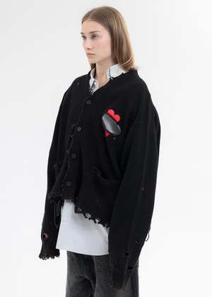 Doublet BROKEN HEART CARDIGAN - BLACK | Garmentory