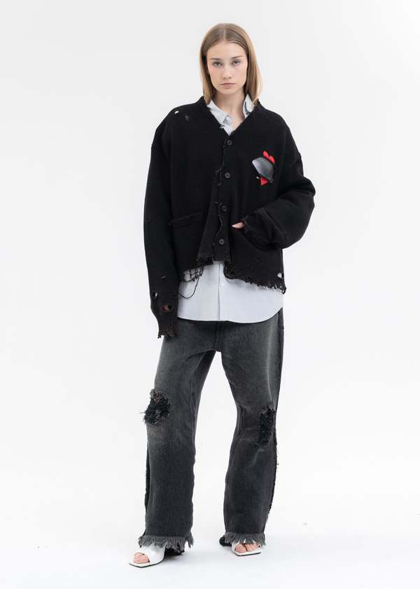 Doublet BROKEN HEART CARDIGAN - BLACK | Garmentory