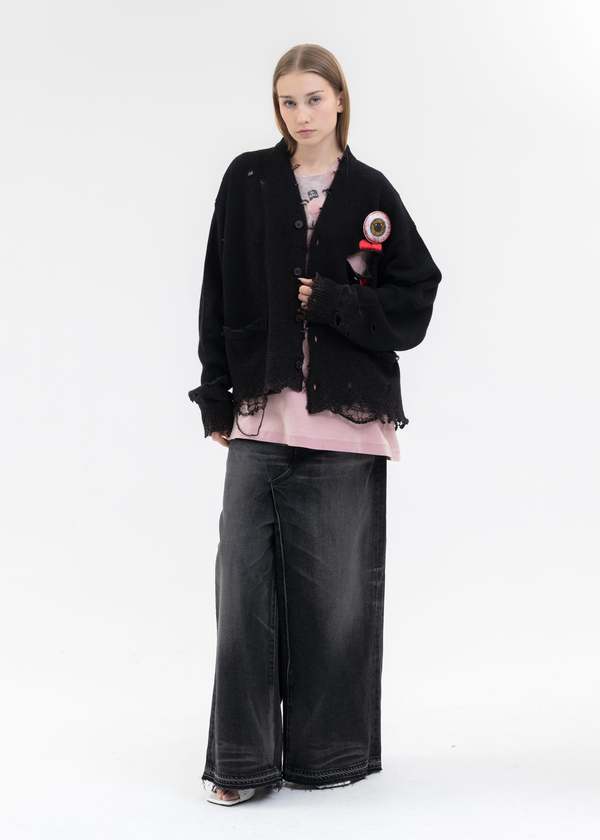 Doublet BROKEN HEART CARDIGAN - BLACK | Garmentory