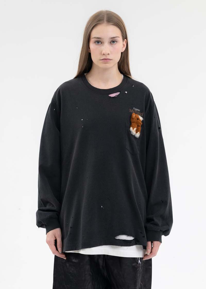 Doublet LONG SLEEVE WITH MY FRIEND T SHIRT - BLACK | Garmentory
