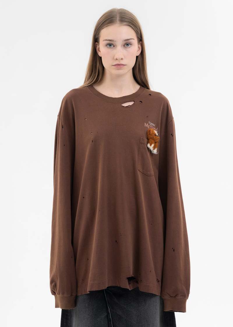 Doublet LONG SLEEVE T-SHIRT WITH MY FRIEND - BROWN | Garmentory
