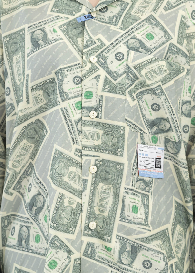 moneyさま Mihara Yasuhiro Dollar Bill Printed Shirts - Green | Garmentory