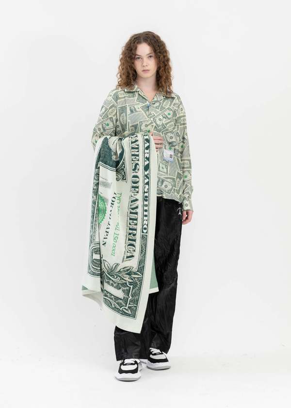moneyさま Mihara Yasuhiro Dollar Bill Printed Shirts - Green | Garmentory
