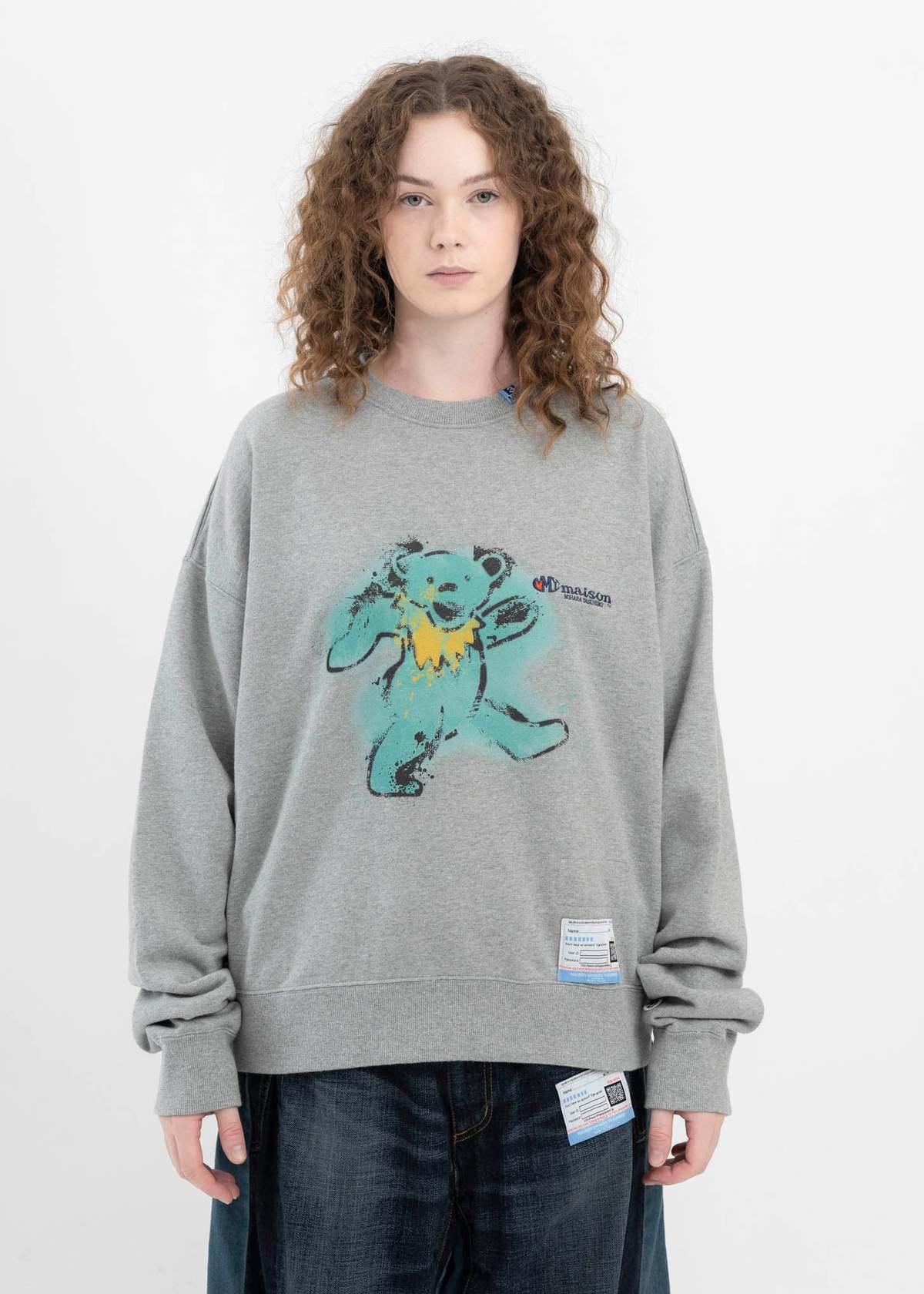 Mihara Yasuhiro Bear Printed Hoodie - Grey | Garmentory