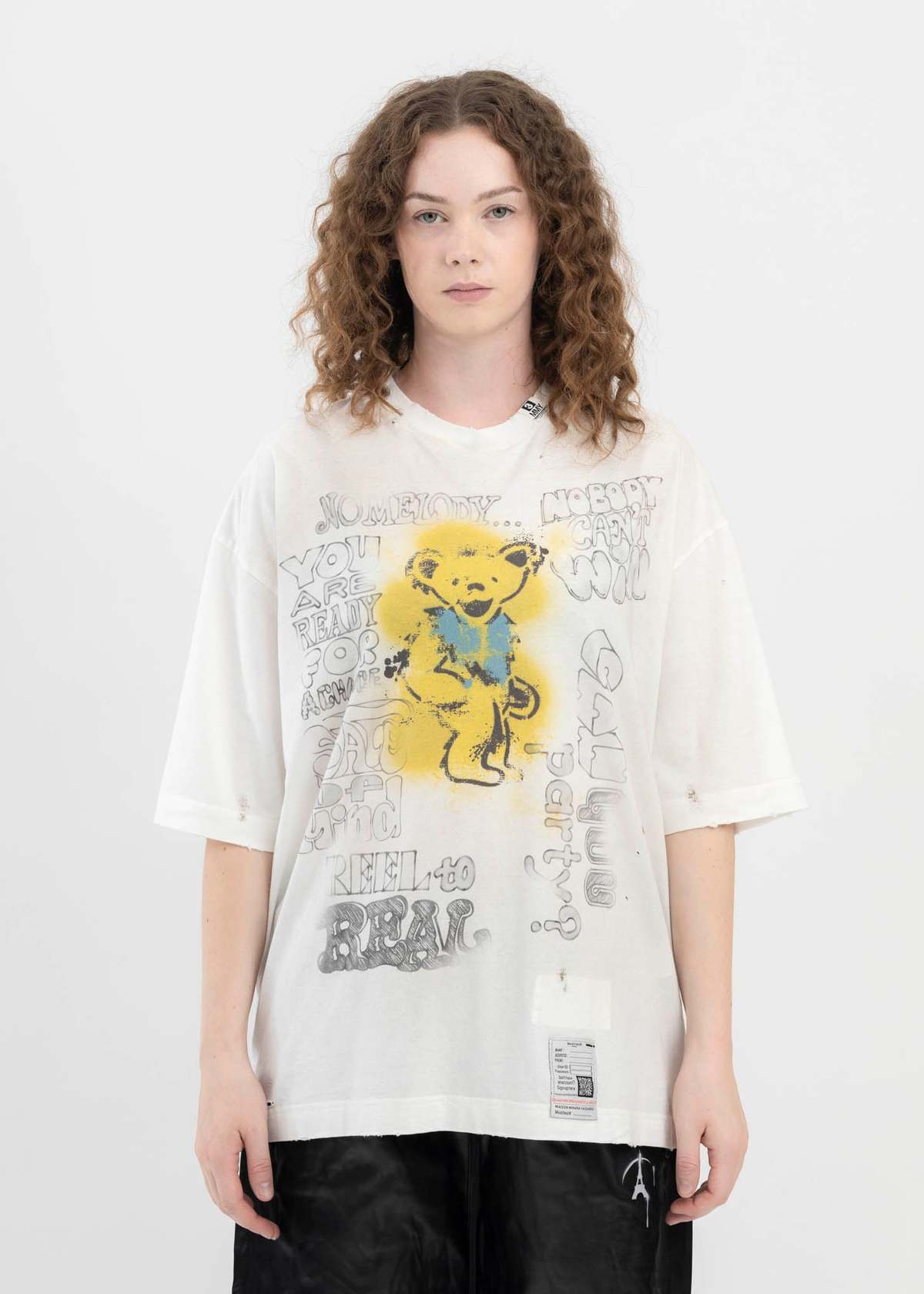Mihara Yasuhiro Bear Printed Distressed Tee - White | Garmentory
