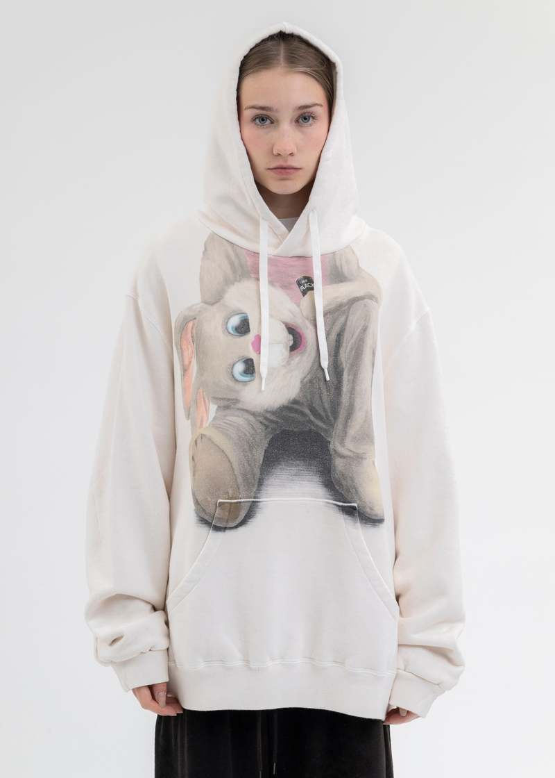 Doublet STUFFED RABBIT DURING BREAK HOODIE - WHITE | Garmentory