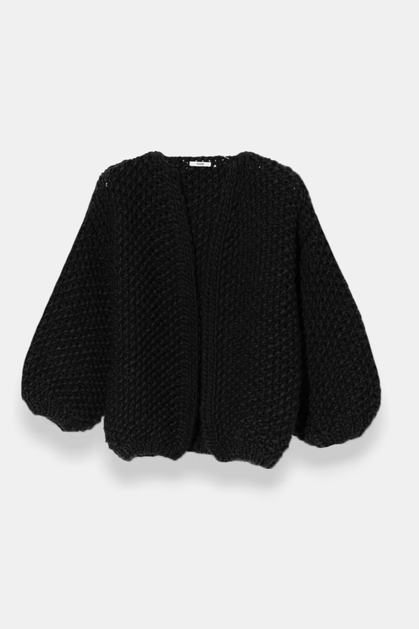 Maiami｜MERINO PEARL PATTERN CARDIGAN Chunky Alpaca Pearl Pattern Bomber, Striped