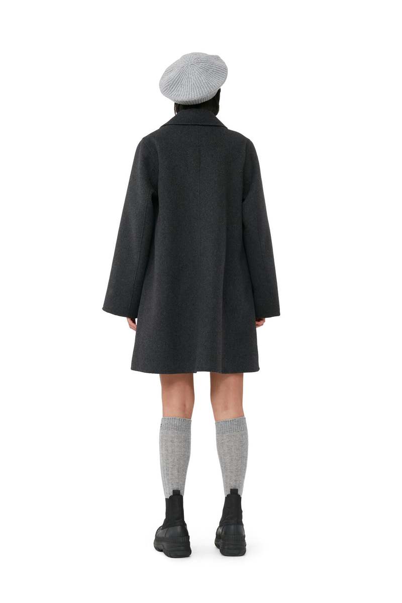 24AW【GANNI】Boiled Wool Midi Jacket Sky Captain Boiled Wool Midi Jacket | GANNI