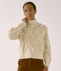 SAYAKA DAVIS NEW YORK Pom-Pom Cable Sweater - Ivory - Thumbnail 1