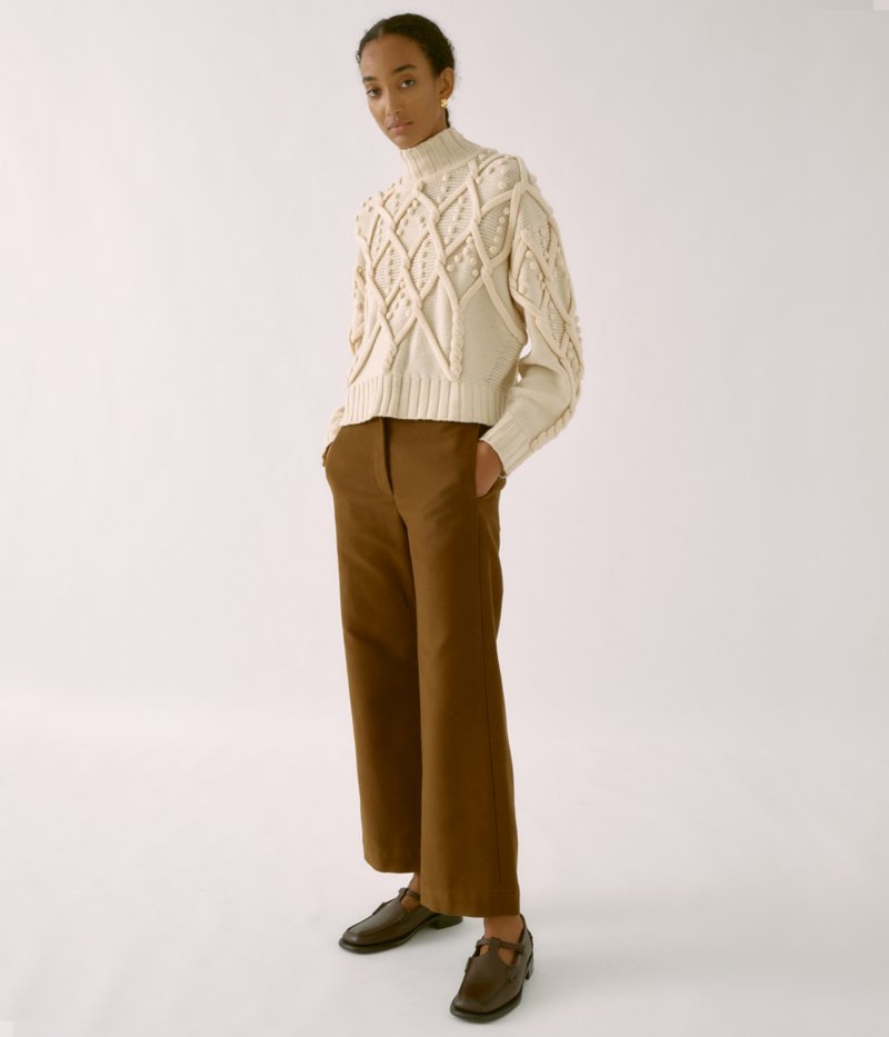 SAYAKA DAVIS NEW YORK Pom-Pom Cable Sweater - Ivory