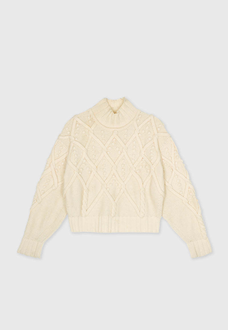 SAYAKA DAVIS NEW YORK Pom-Pom Cable Sweater - Ivory