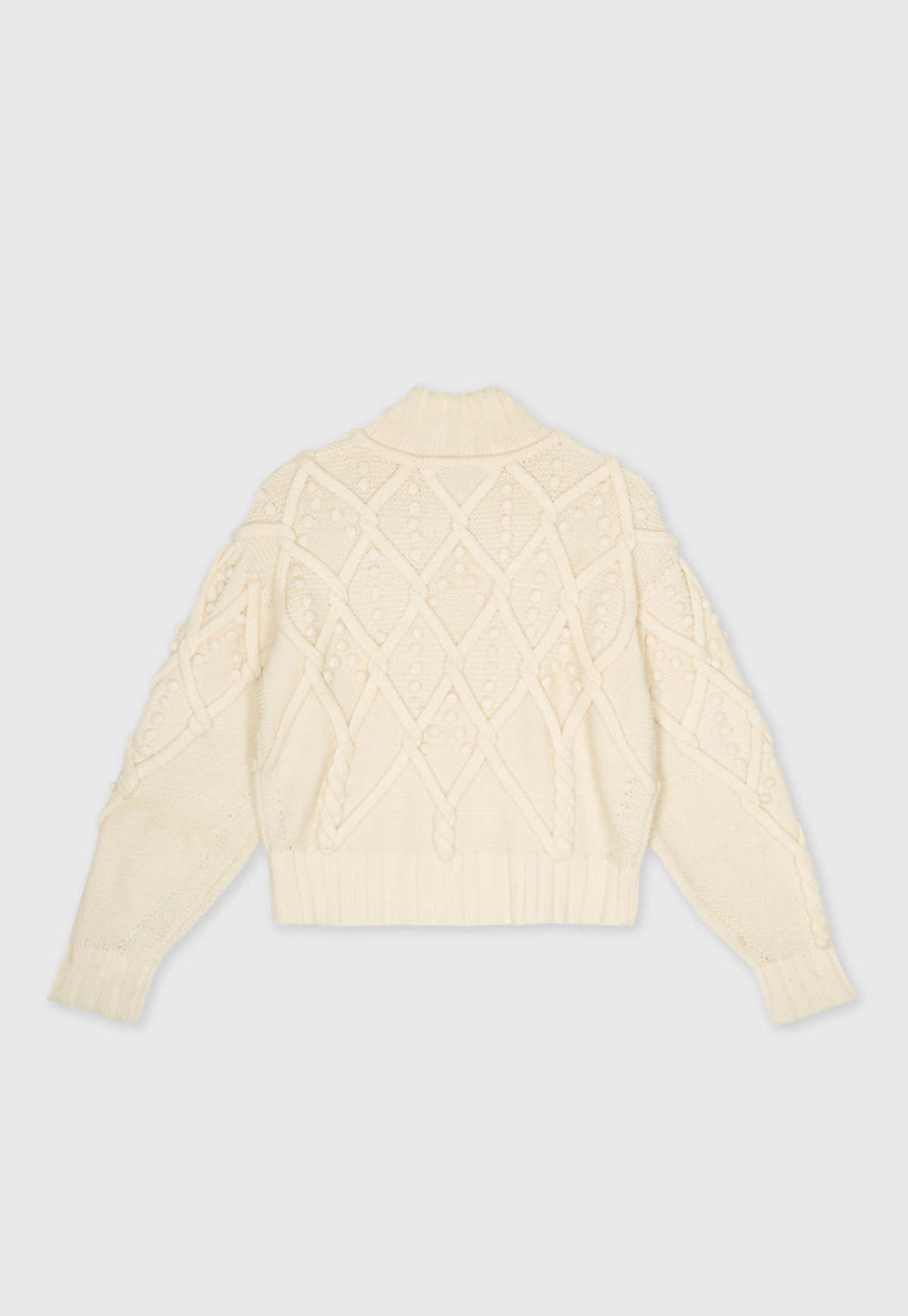 SAYAKA DAVIS NEW YORK Pom-Pom Cable Sweater - Ivory - Image 7 of 7