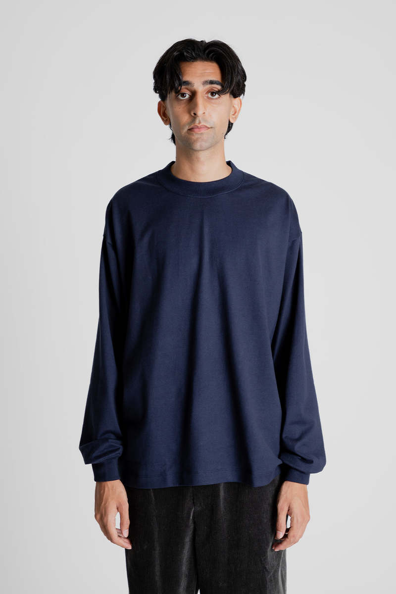トップス Suvin Supima Tube Tee Heavy 42 KAPTAIN SUNSHINE Suvin Supima Tube L/S Tee Heavy - Navy