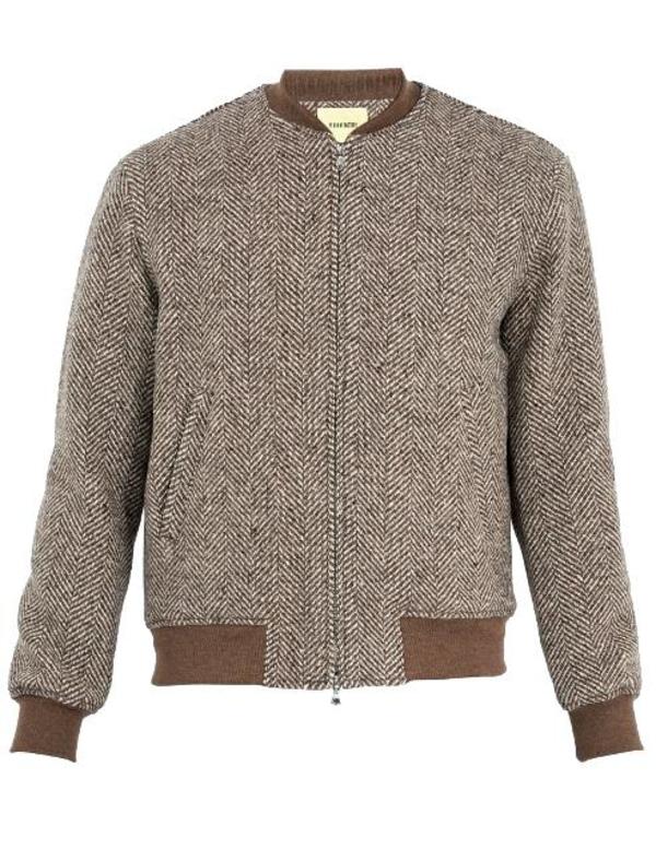mens herringbone bomber jacket