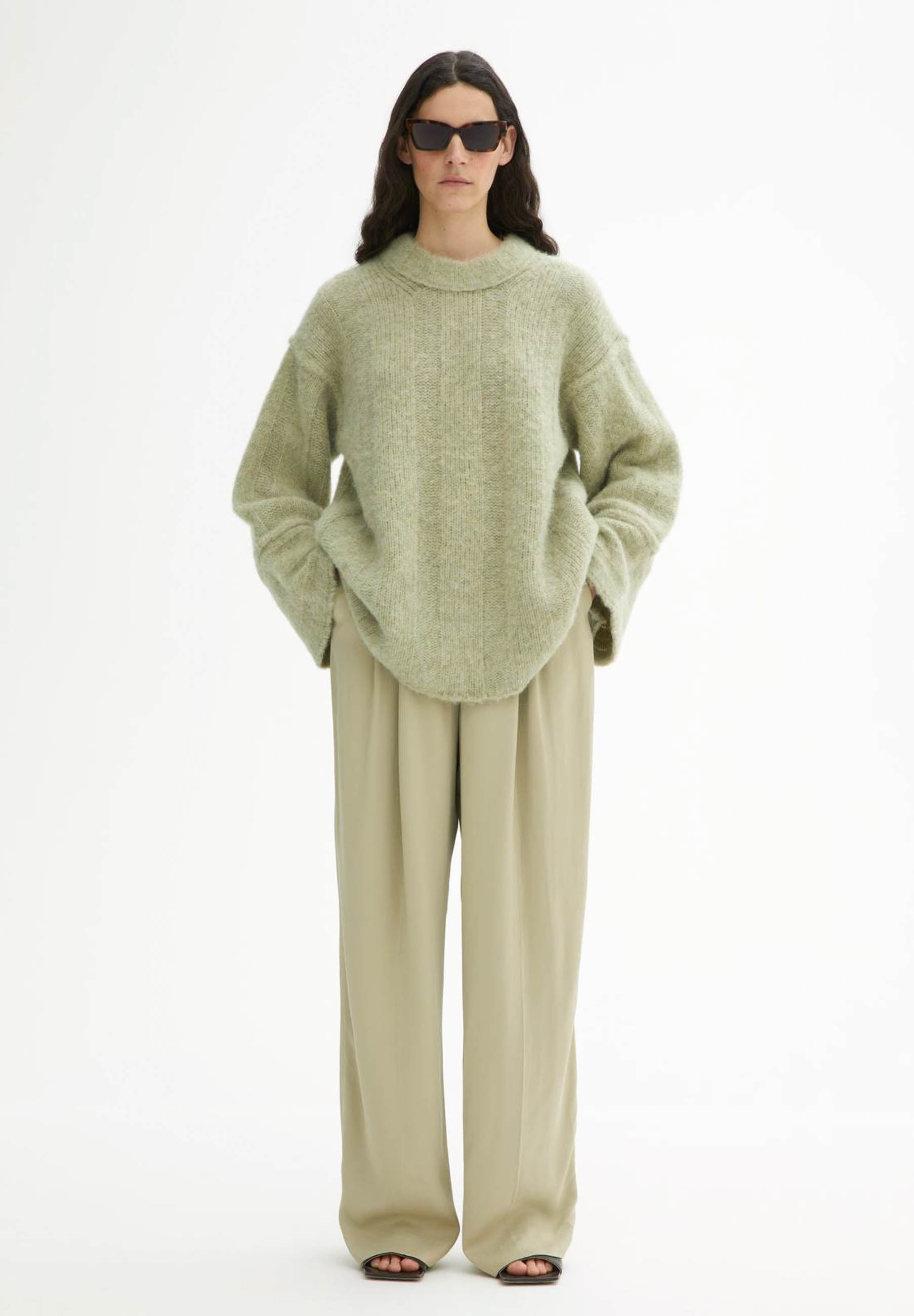 House of Dagmar Brushed Alpaca Knit Sweater - Sage Green
