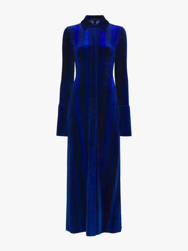 Proenza Schouler Ice Dyed Velvet Shirt Dress - Cobalt Blue | Garmentory Proenza Schouler Ice Dyed Velvet Shirt Dress - Cobalt Blue | Garmentory