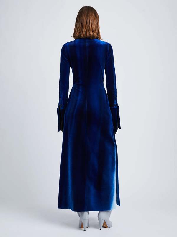 Proenza Schouler Ice Dyed Velvet Shirt Dress - Cobalt Blue | Garmentory