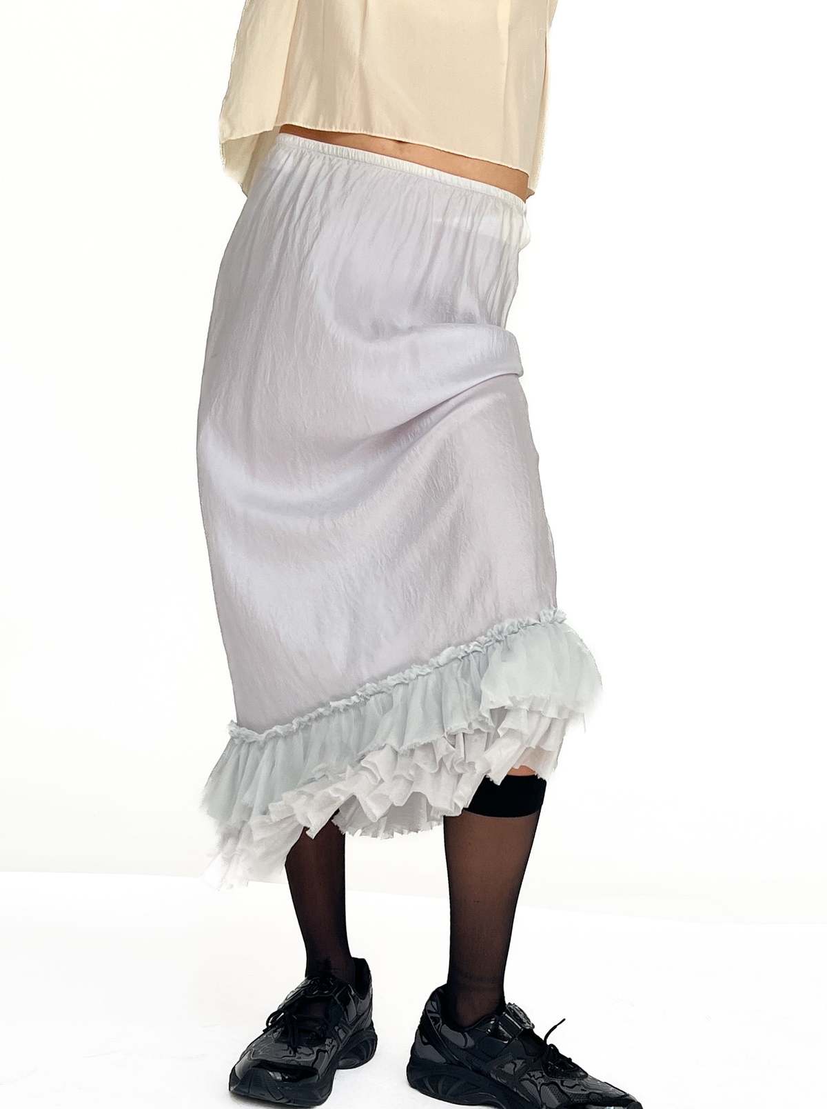 Vintage SIlk Ruffled Skirt - Soft Blue | Garmentory