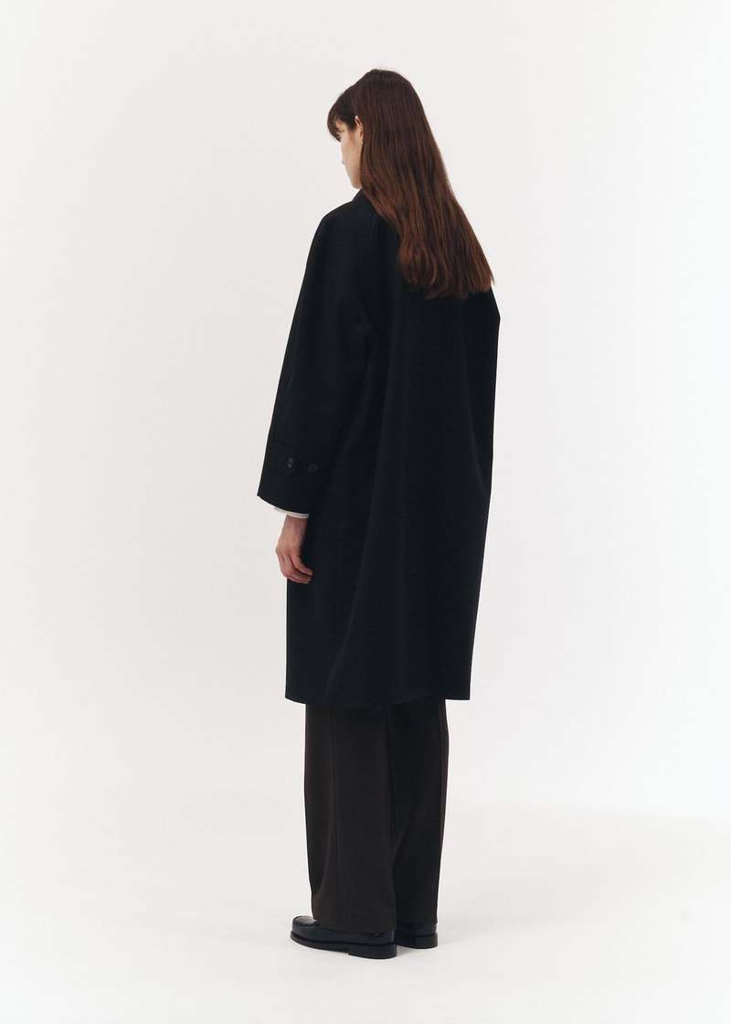 ジャケット・アウター DUNST UNISEX BELTED WOOL MAC COAT BLACK DUNST