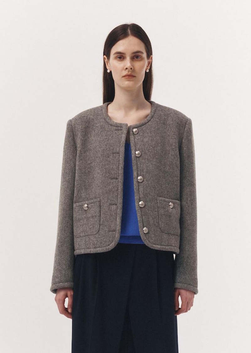 Dunst Tweed Jacket - Grey Melange | Garmentory