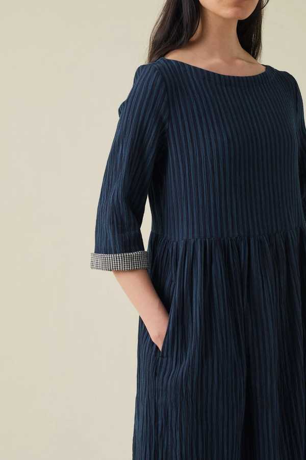white christmas dresses Button Front Crinkle Cotton Dress | Black main image 0