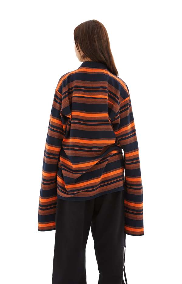 MARTINE ROSE 23AW ストライプ 長袖ポロシャツ オレンジ MARTINE ROSE 23AW ストライプ 長袖ポロシャツ オレンジ - トップス特別