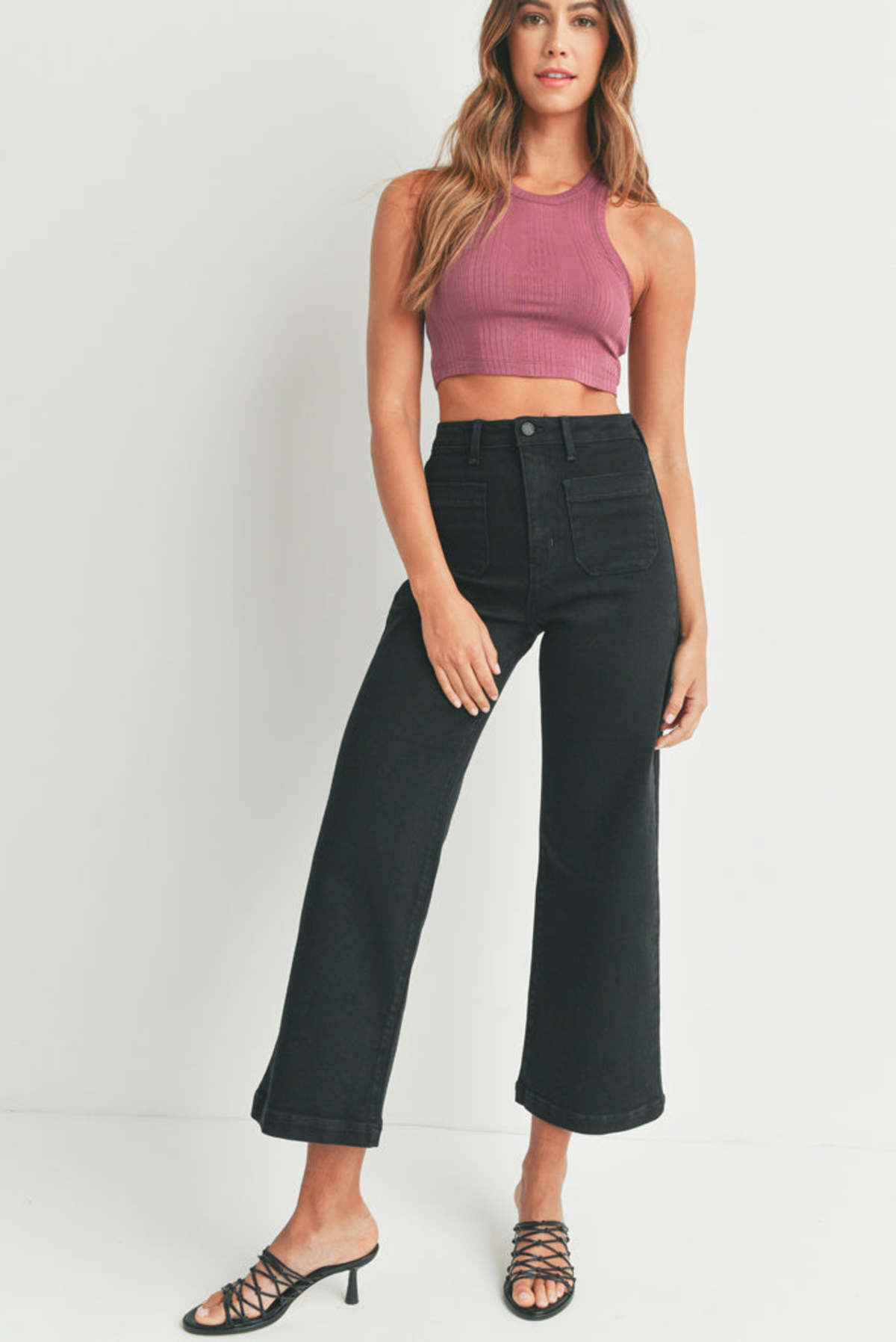 Just Black - Utility Wide Leg Jean Black Gingham