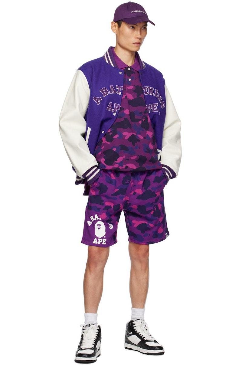 Purple Wearing Bape Shorts Wgm Purple Bape Shorts Bape Shorts