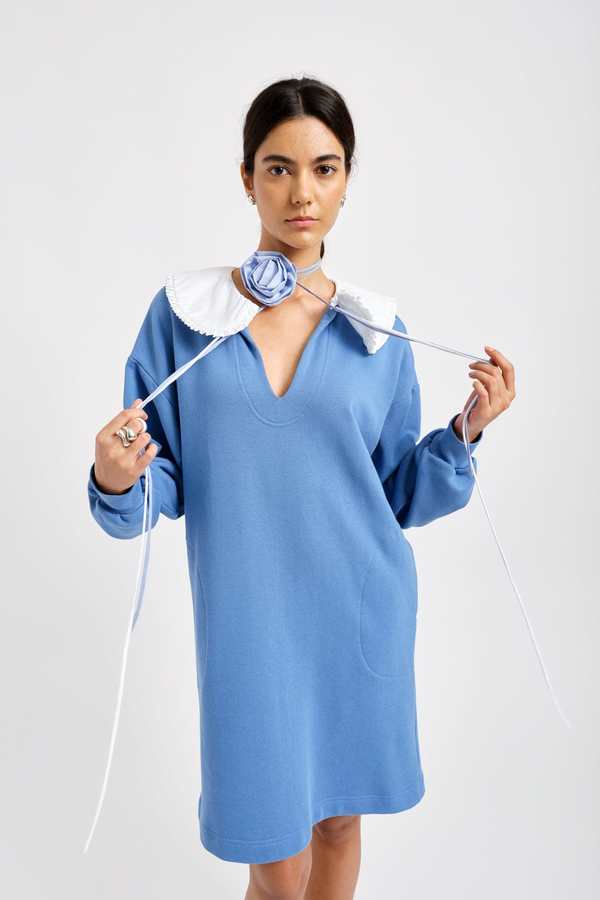 periwinkle t shirt dress Gap T-Shirt Dress Cotton Bright Periwinkle Blue Pocket Large