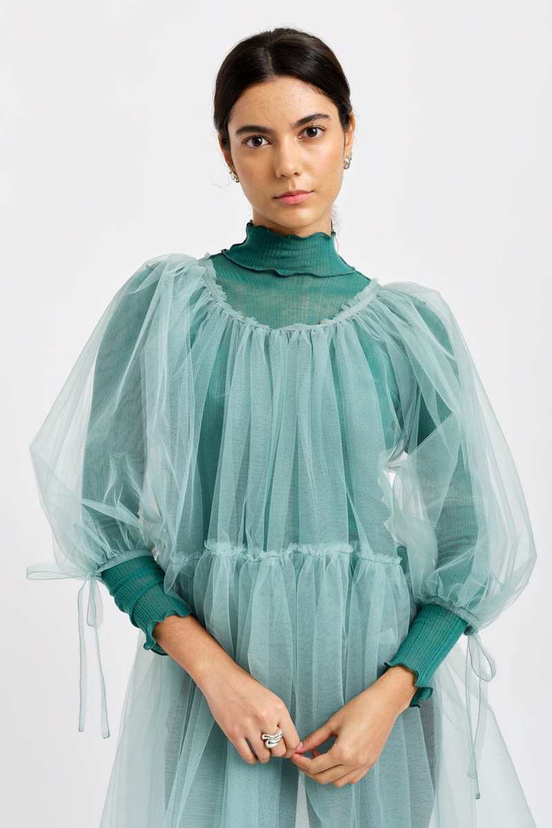 Eliza Faulkner Fiona Tulle Dress - Seafoam