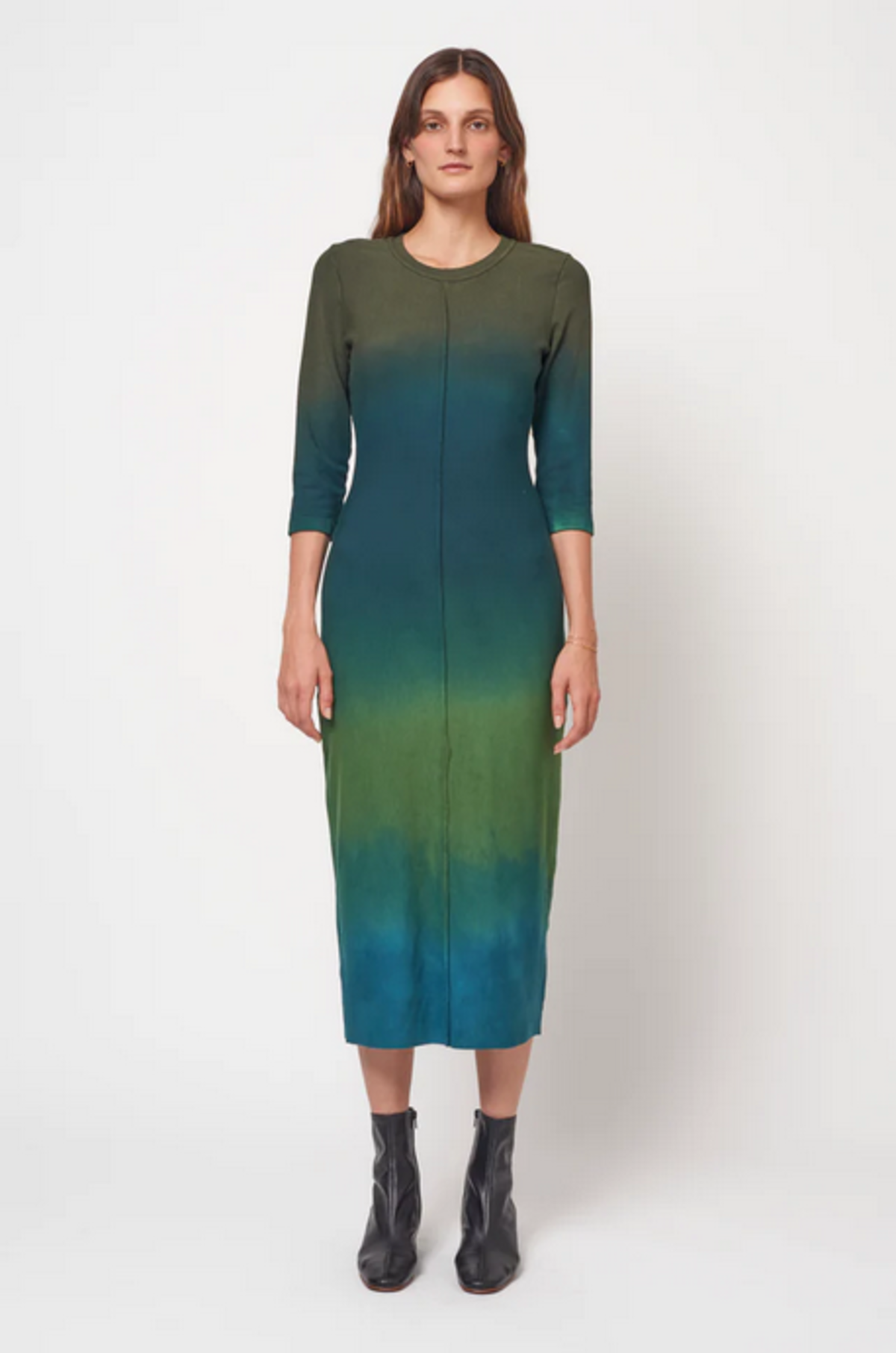 Raquel Allegra Heather Stripes Dress - Hunter Green/Teal | Garmentory