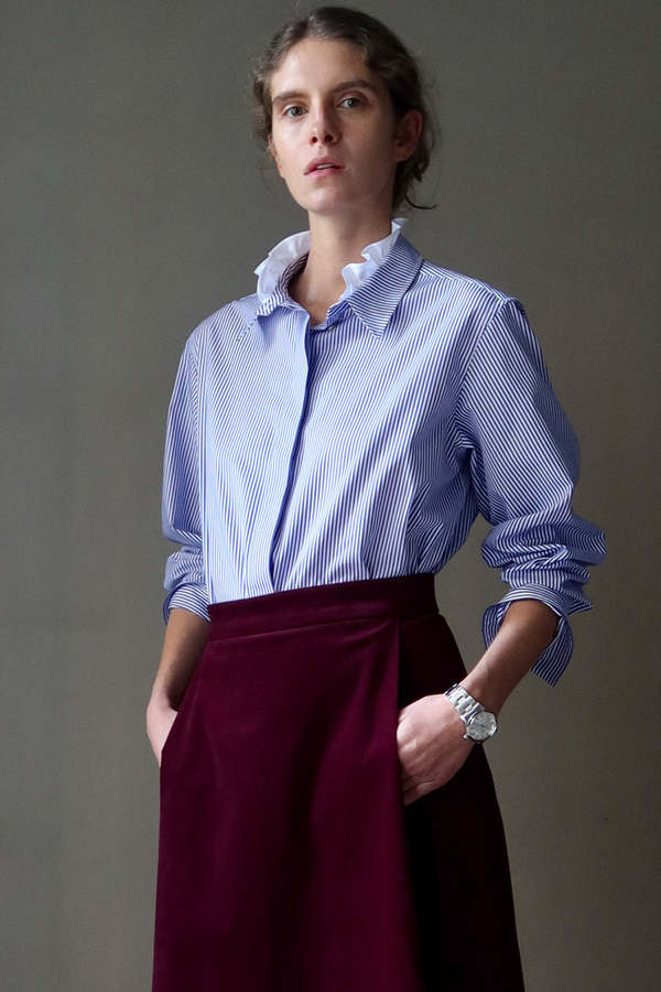 Atlantique Ascoli Untitled 1 Long Sleeved Blouse - Navy Stripe