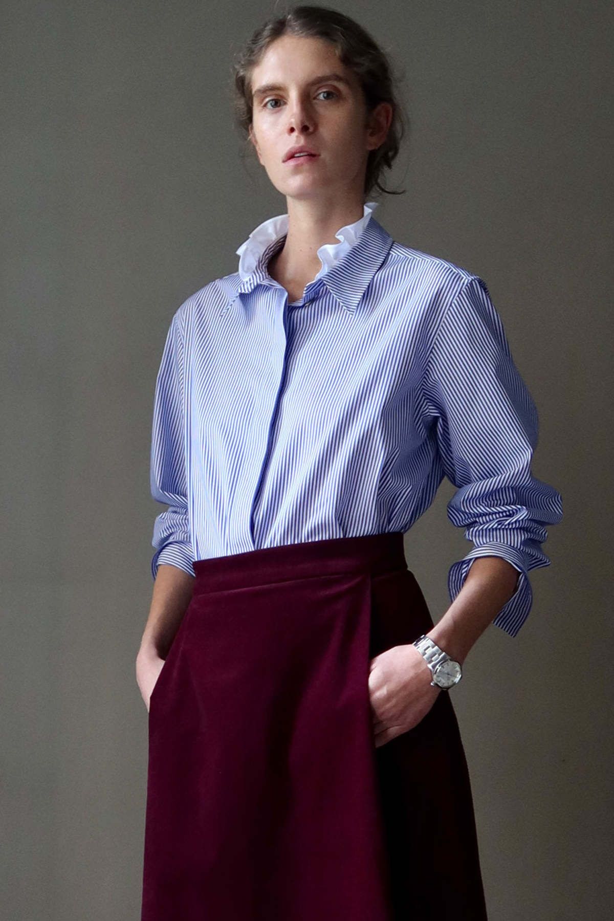 Atlantique Ascoli Untitled 1 Long Sleeved Blouse - Navy Stripe