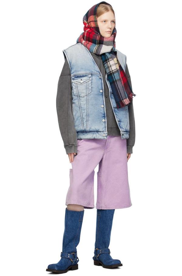 Acne Studios Red & Blue Mixed Check Scarf - Red/Blue/White 