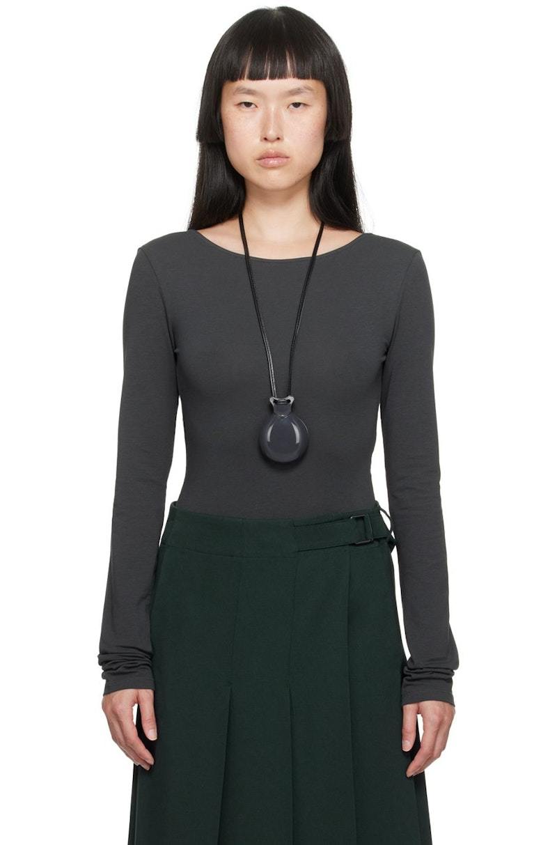 Lemaire Gray Boat Neck Bodysuit - Zinc | Garmentory