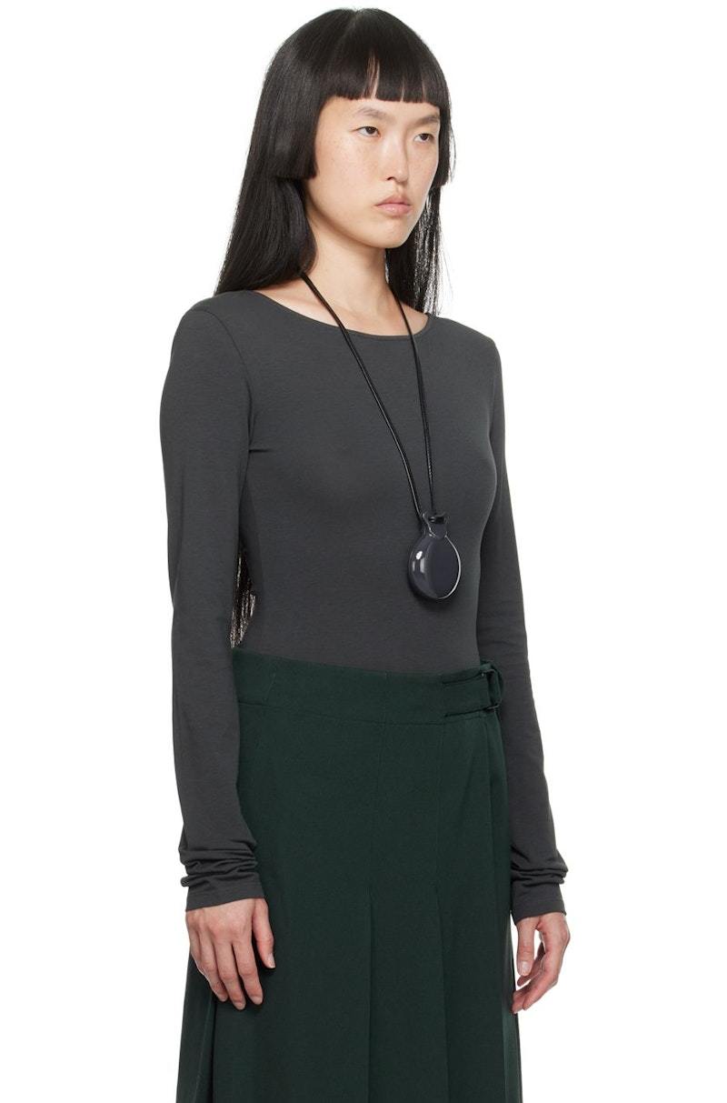 Lemaire Gray Boat Neck Bodysuit - Zinc | Garmentory