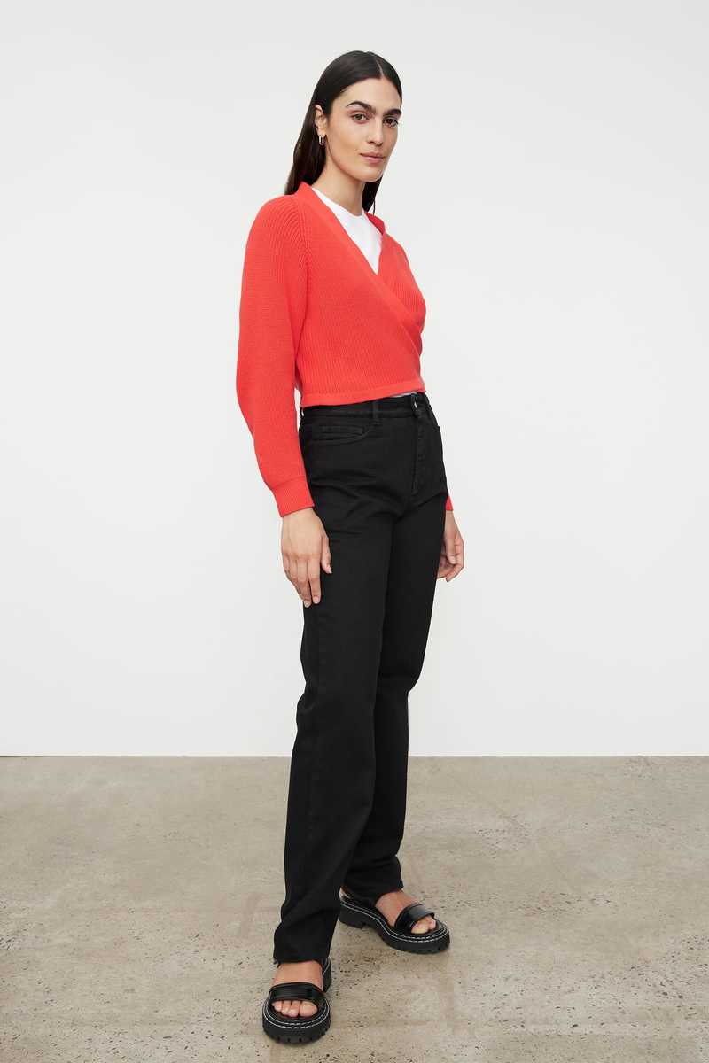 Kowtow Composure Cardigan - Neon Red