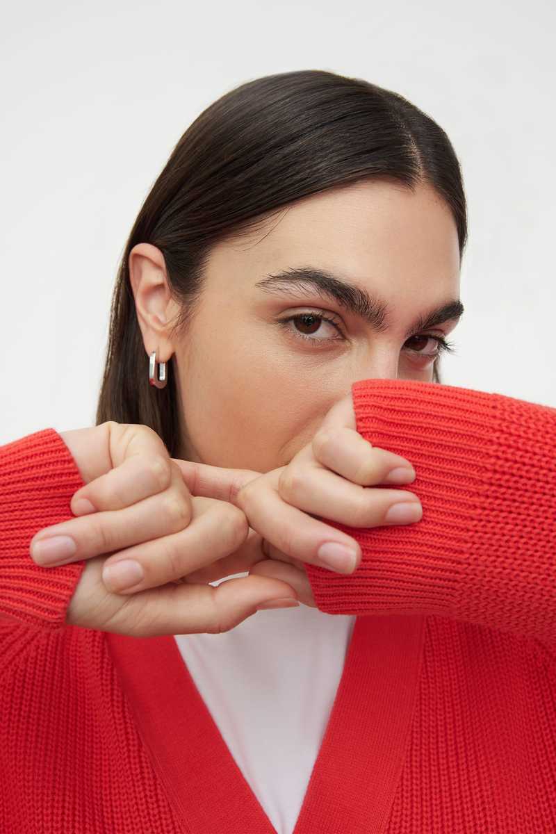 Kowtow Composure Cardigan - Neon Red