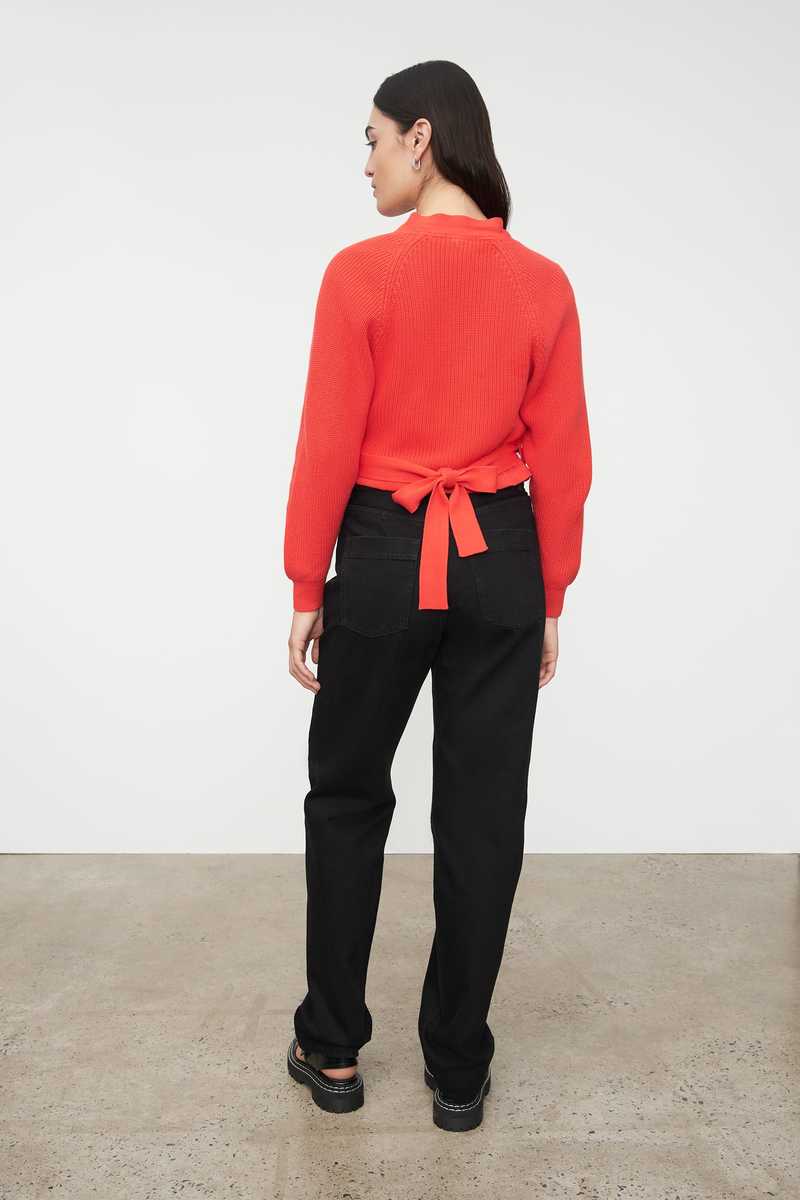 Kowtow Composure Cardigan - Neon Red