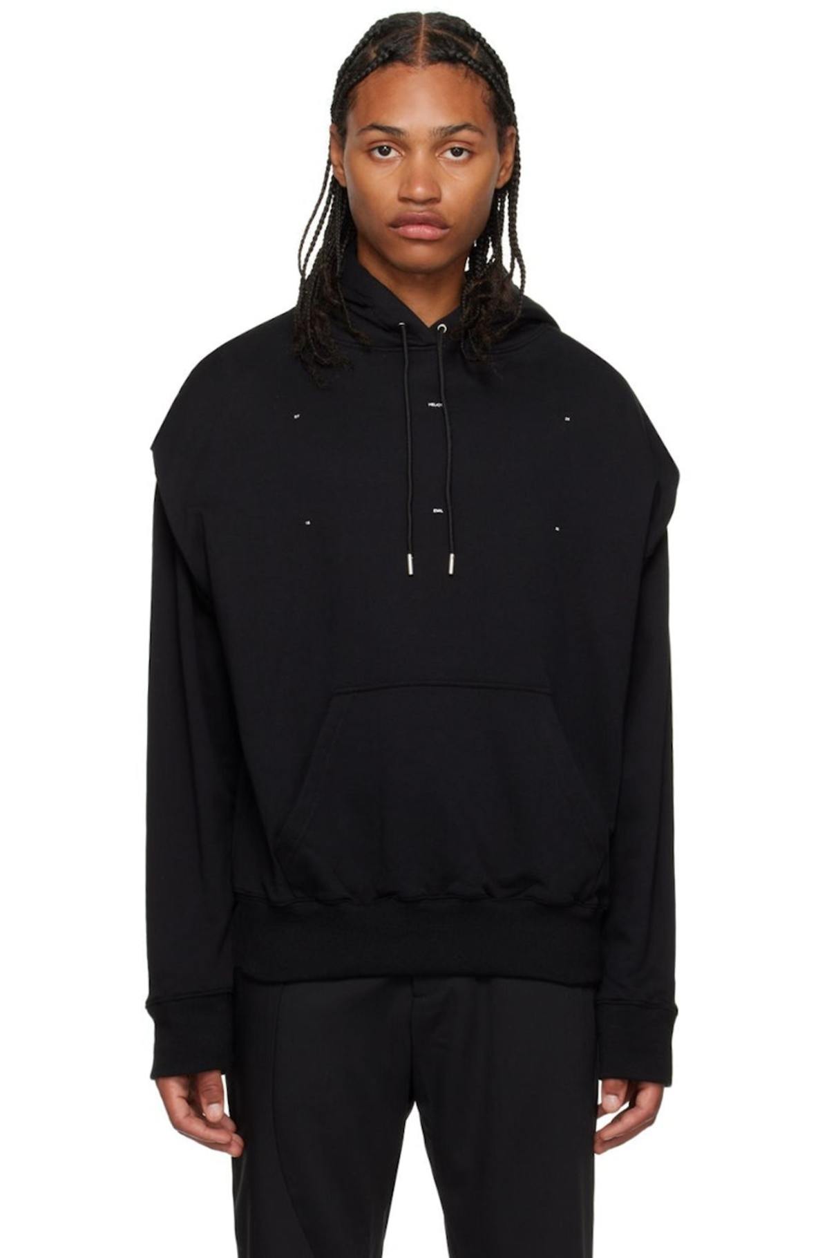 Heliot Emil Outline Hoodie - Black | Garmentory