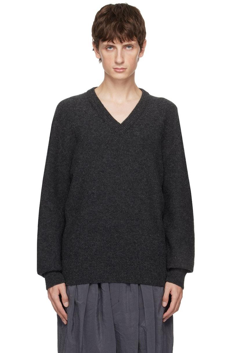 Lemaire Gray V-Neck Sweater - Penguin | Garmentory