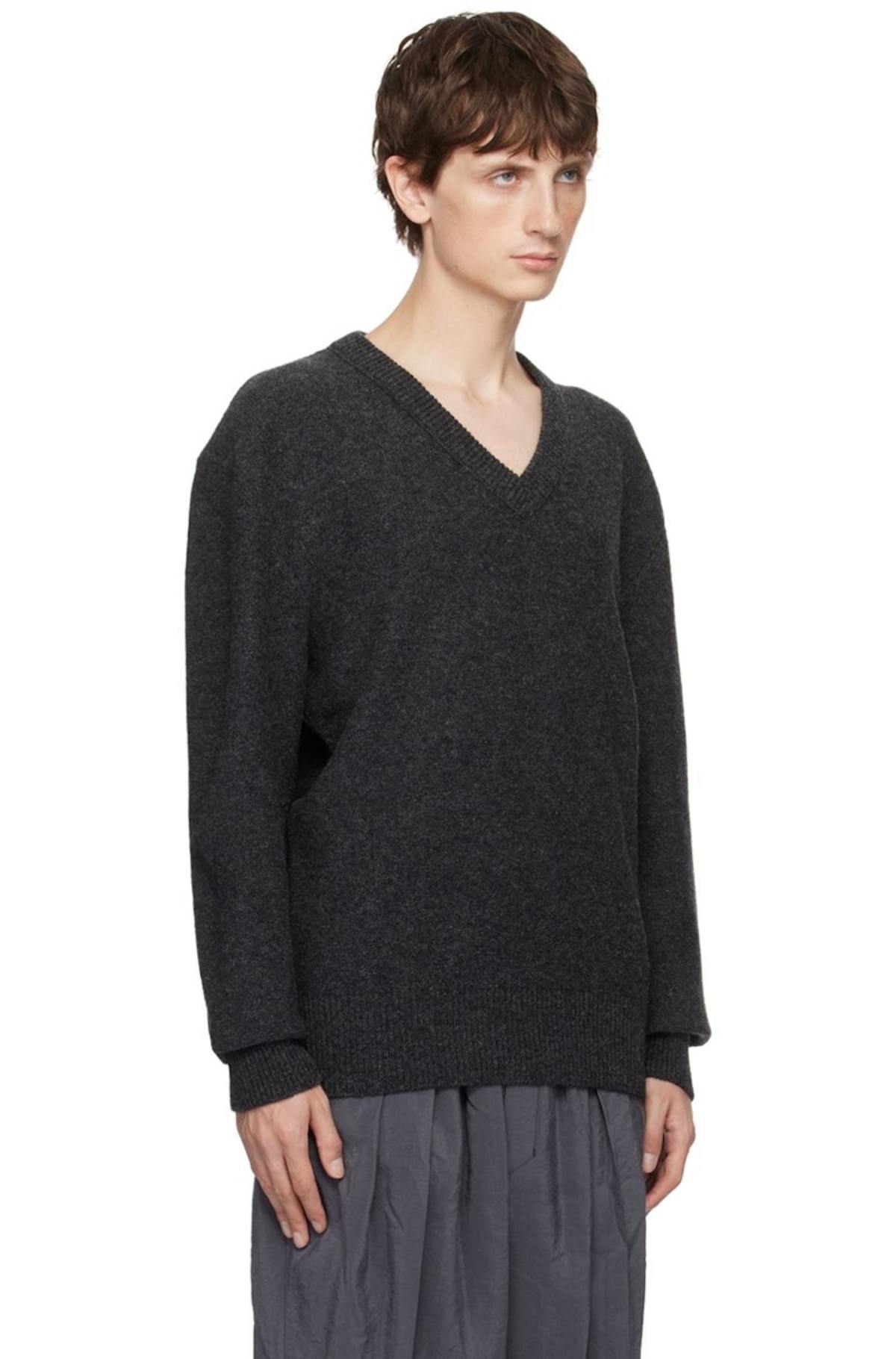 Lemaire Gray V-Neck Sweater - Penguin | Garmentory Lemaire Gray V-Neck Sweater - Penguin | Garmentory