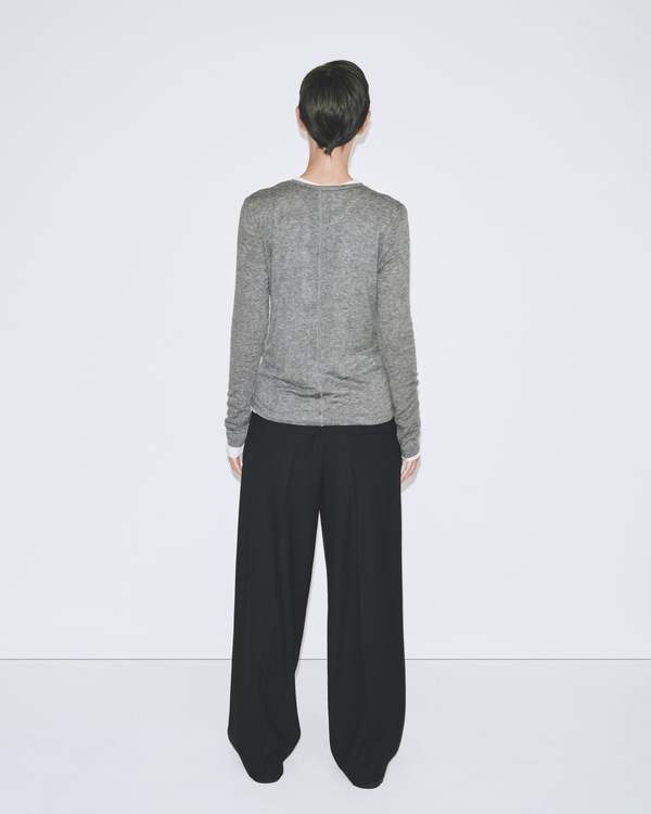 Mijeong Park WOOL TENCEL CREW NECK TOP - HEATHER GREY