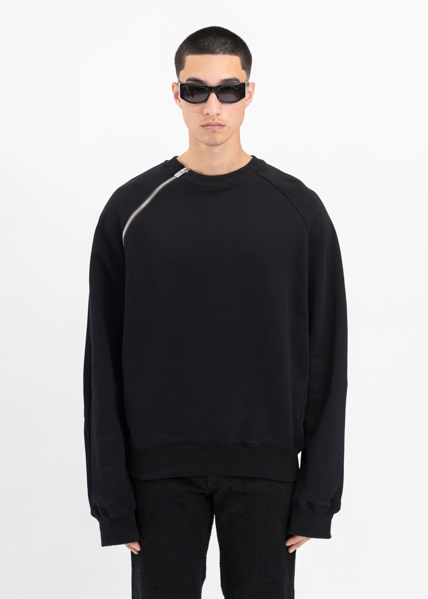 トップス HELIOT EMIL DOUBLE ZIP CREWNECK 21aw BLACK-SEQUENCE-ZIP-CREWNECK-