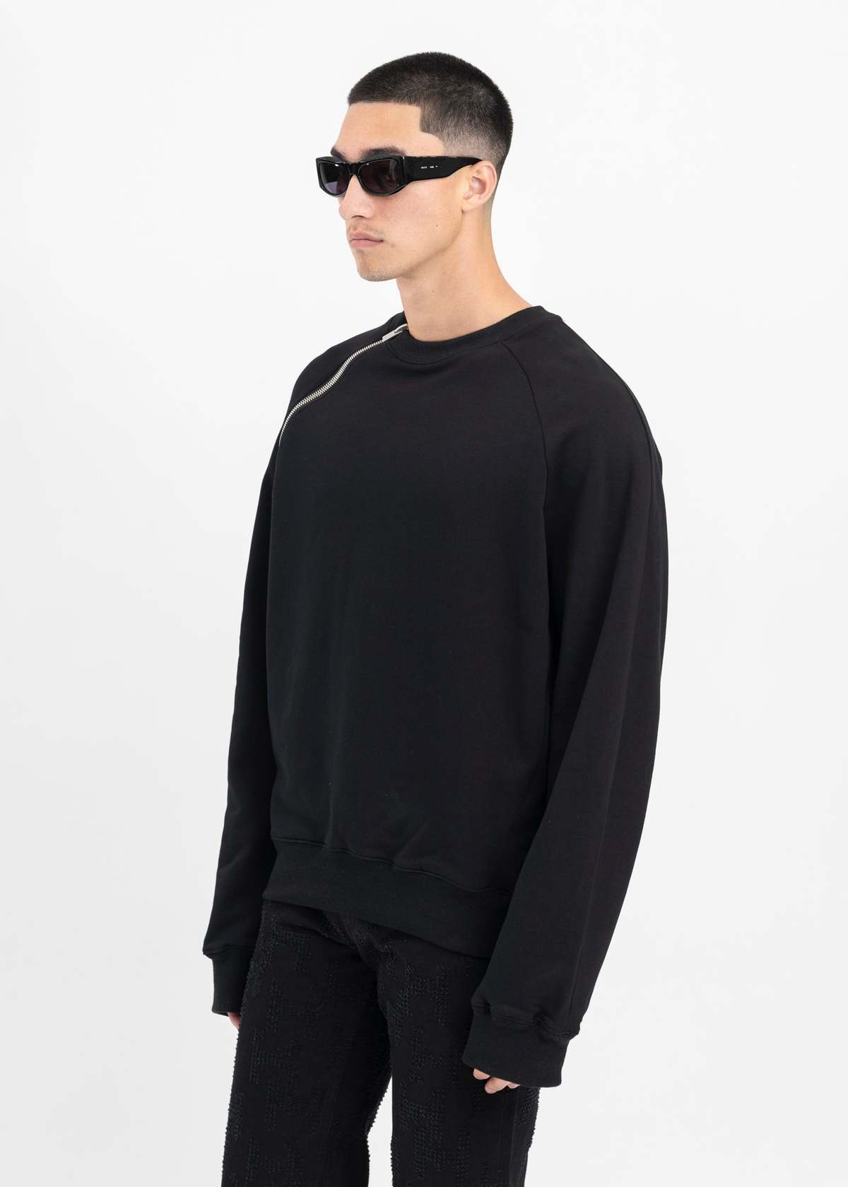 トップス HELIOT EMIL DOUBLE ZIP CREWNECK 21aw Heliot Emil Sequence Zip Crewneck - Black | Garmentory